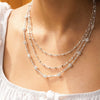 Square Bead Chain Necklace Silver Plate