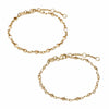 Square Bead & Diamond Disc Chain Bracelet Stack 18ct Gold Plate