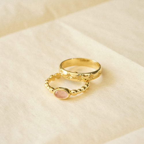 Star Engraved Stacking Ring 18ct Gold Plate