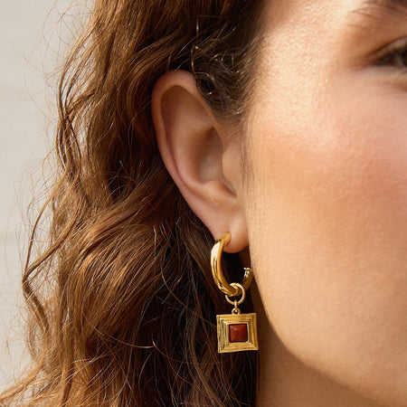 Strata Red Jasper Earrings & Necklace 18ct Gold Plate recommended