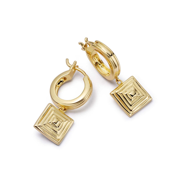 Strata Square Drop Earrings 18ct Gold Plate recommended