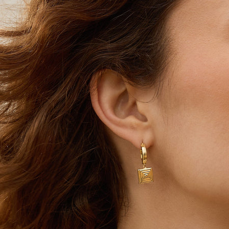 Strata Square Drop Earrings 18ct Gold Plate recommended