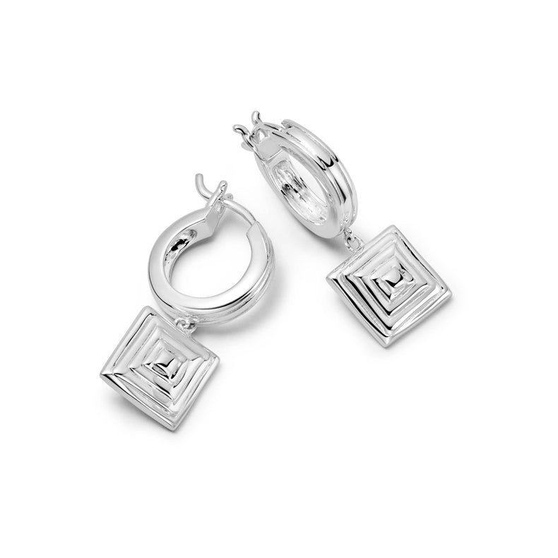 Strata Square Drop Earrings Sterling Silver recommended