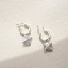Strata Square Drop Earrings Sterling Silver