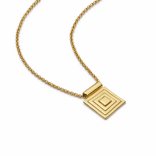 Strata Square Pendant Necklace 18ct Gold Plate