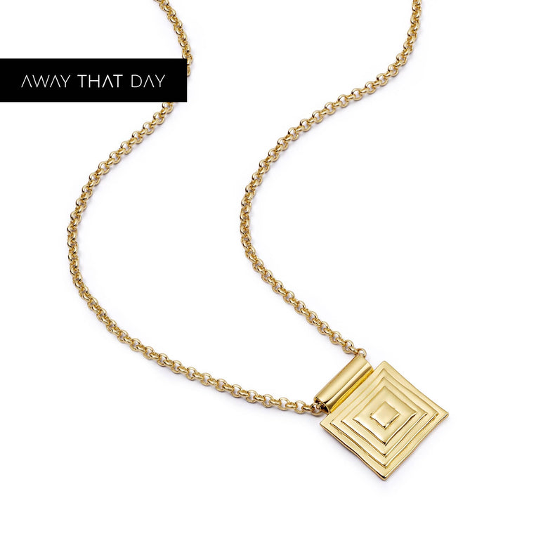 Strata Square Pendant Necklace 18ct Gold Plate recommended