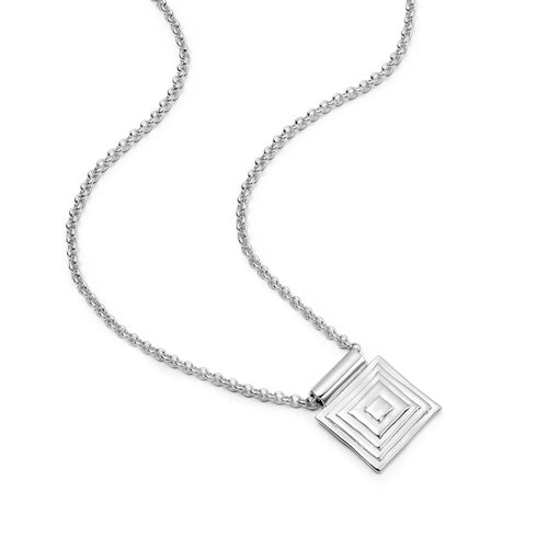 Strata Square Pendant Necklace Silver Plate