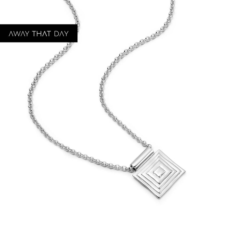 Strata Square Pendant Necklace Silver Plate recommended