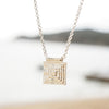 Strata Square Earrings & Necklace Set Silver Plate