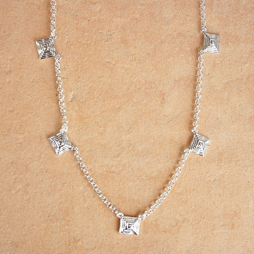 Strata Station Necklace Silver Plate