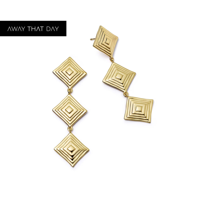 Strata Triple Drop Earrings 18ct Gold Plate recommended