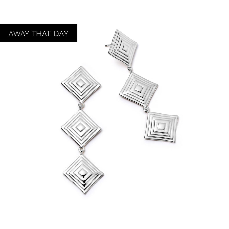 Strata Triple Drop Earrings Silver Plate recommended