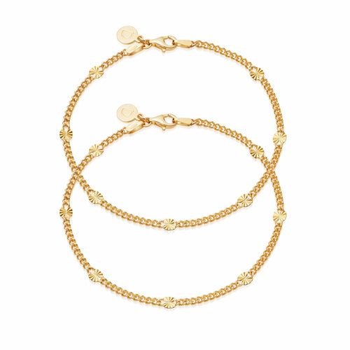 Estée Lalonde Sunburst Friendship Bracelet Stack 18ct Gold Plate