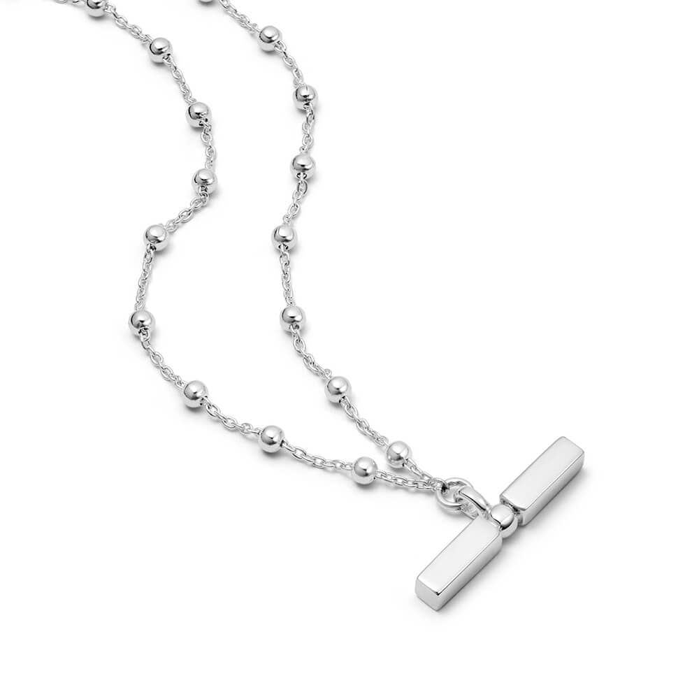 T Bar Bobble Chain Necklace Sterling Silver – Daisy London