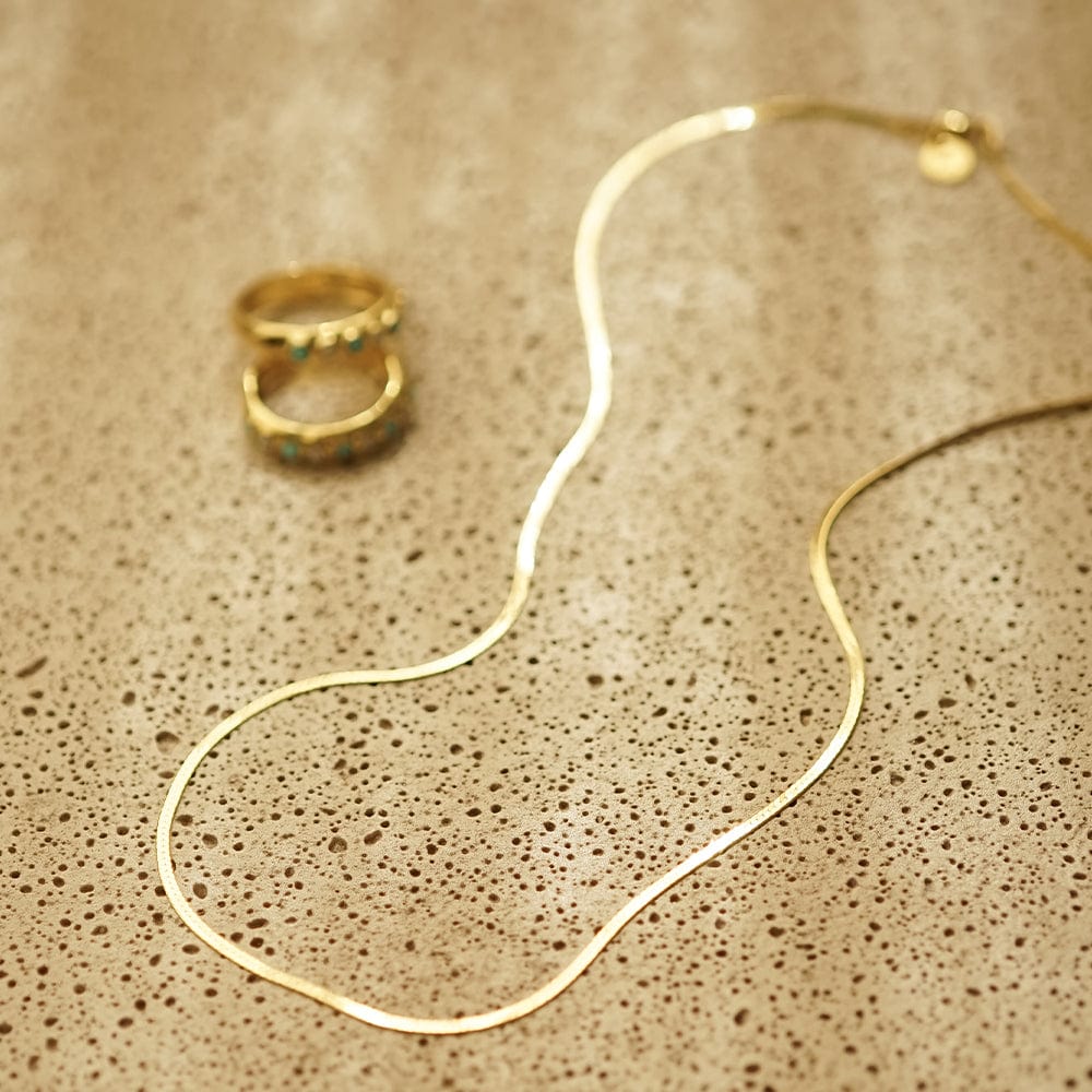 T Bar & Fine Snake Chain Necklace Layering Set 18ct Gold Plate