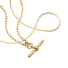 T Bar & Fine Snake Chain Necklace Layering Set 18ct Gold Plate