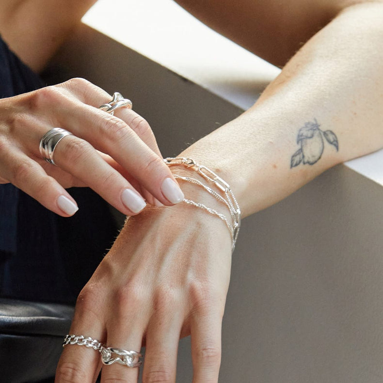 Polly Paperclip Chain Bracelet Silver Plate