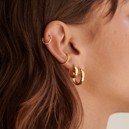 Textured Hoop Earring Stack 18ct Gold Plate