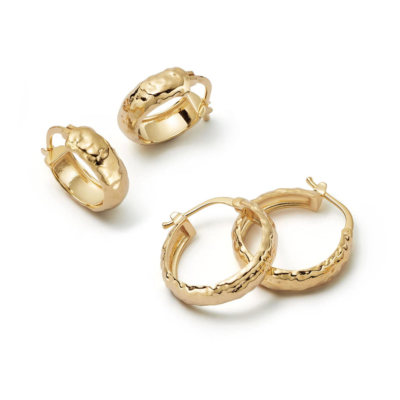 Textured Hoop Earring Stack 18ct Gold Plate recommended
