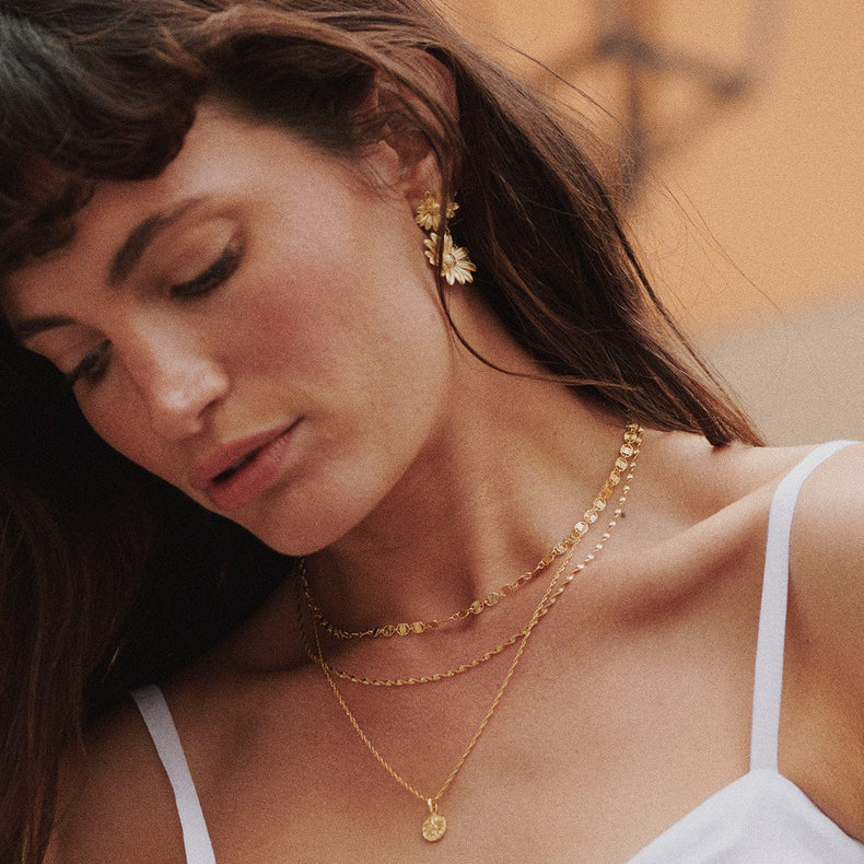 Textured Sunburst Chain Necklace 18ct Gold Plate