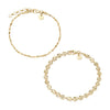 Textured Sunburst & Lightweight Chain Bracelet Stack 18ct Gold Plate