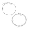 Textured Sunburst & Lightweight Chain Bracelet Stack Sterling Silver