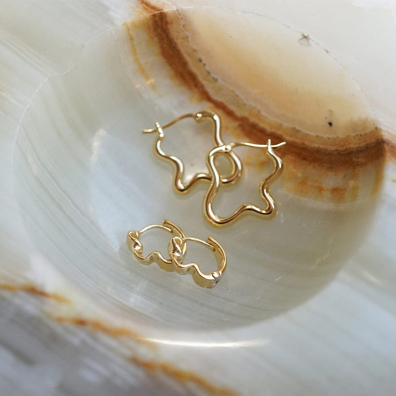 Estée Lalonde Wavy Hoop Earring Stack 18ct Gold Plate