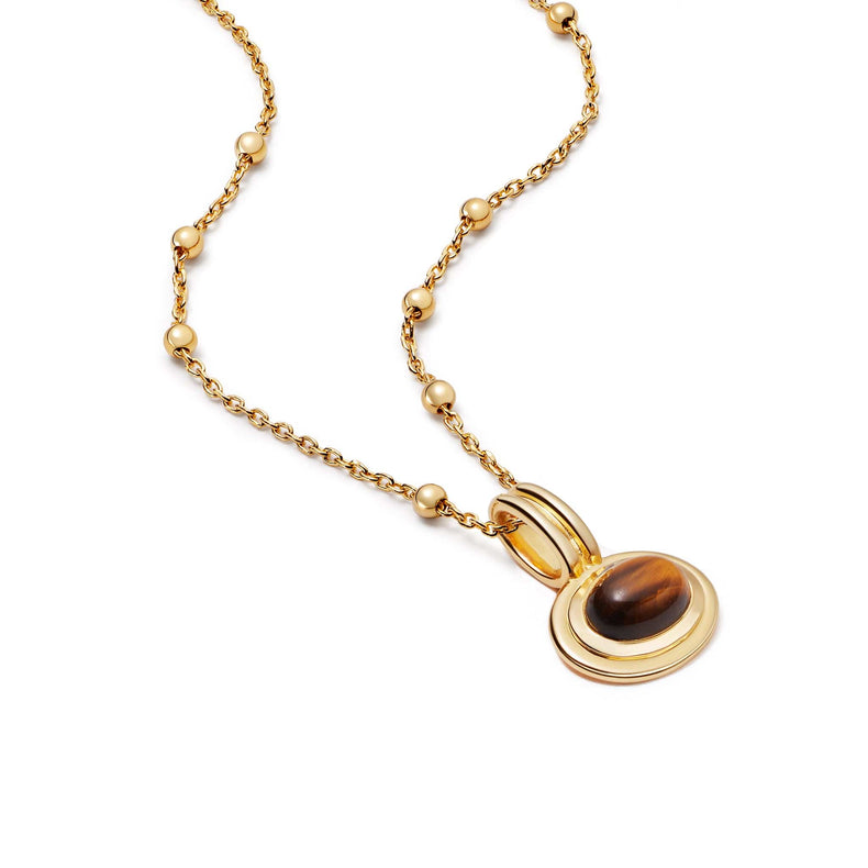 Tigers Eye Pendant Necklace 18ct Gold Plate recommended