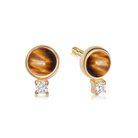 Tigers Eye Sparkle Stud Earrings 18ct Gold Plate recommended