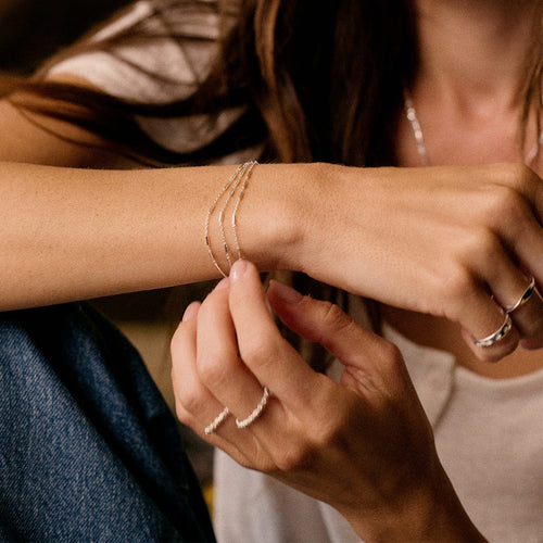 Triple Bar Chain Bracelet Sterling Silver