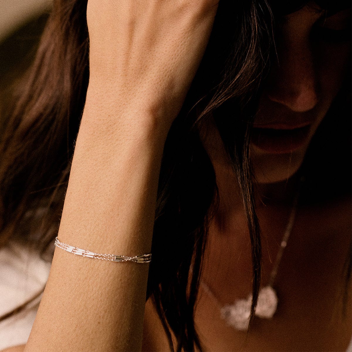 Triple Bar Chain Bracelet Sterling Silver