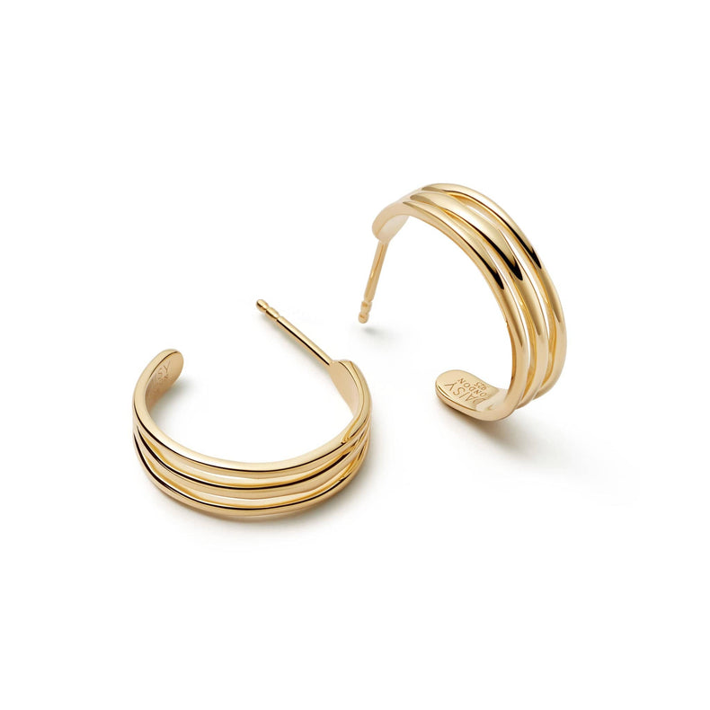 Triple Wave Hoop Earrings 18ct Gold Plate recommended