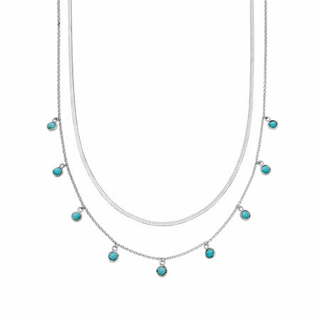 Turquoise Charm Necklace Layering Set Sterling Silver recommended