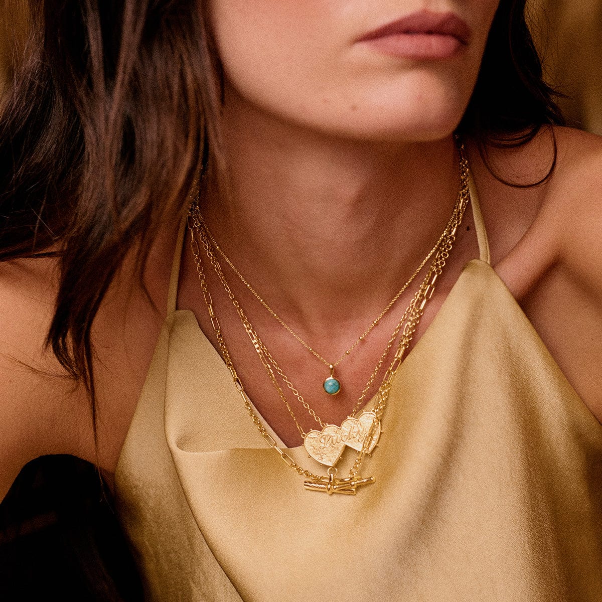 Turquoise Healing Stone Necklace 18ct Gold Plate