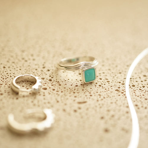 Turquoise Wave Ring Sterling Silver