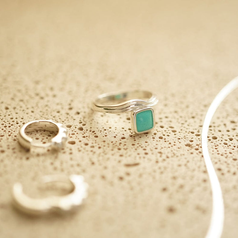 Turquoise Wave Ring Sterling Silver