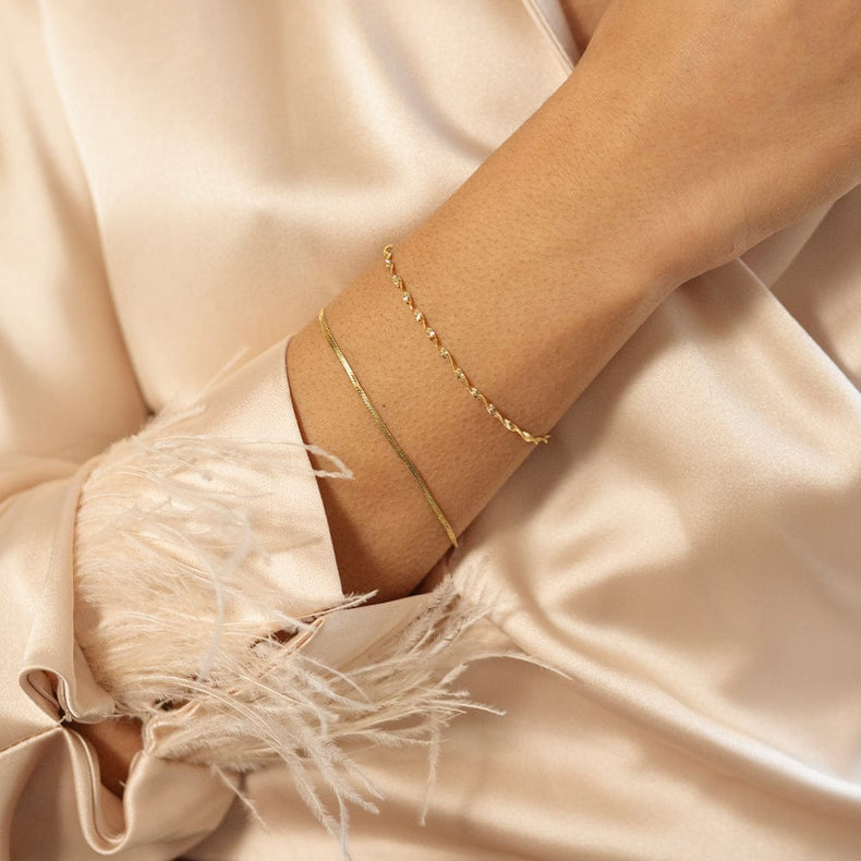 Twisted Chain Bracelet Stack 18ct Gold Plate