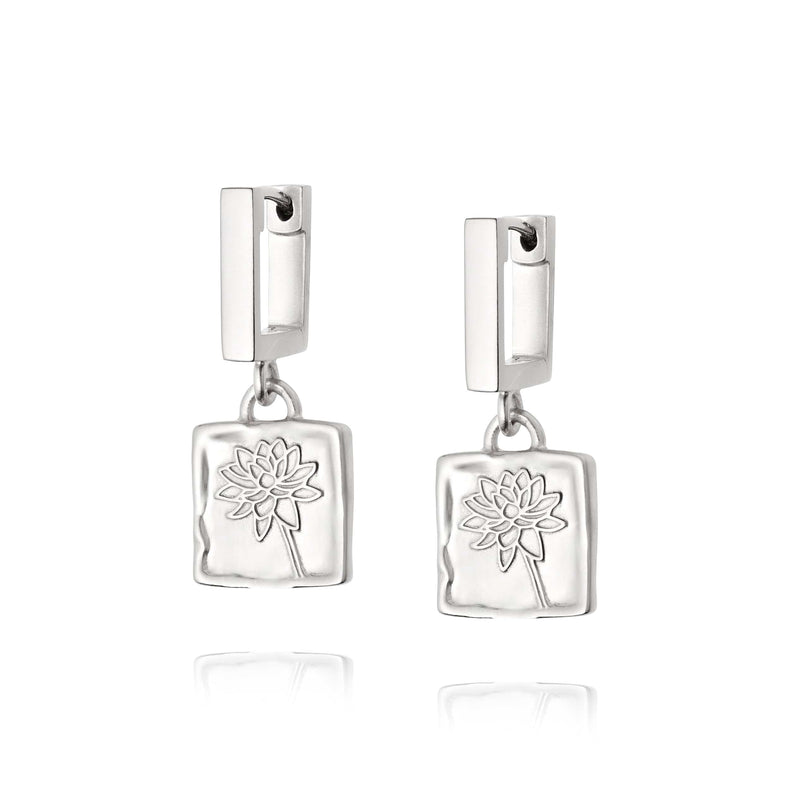 Water Lily Drop Earrings Sterling Silver