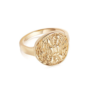 Woven Coin Ring 18ct Gold Plate recommended
