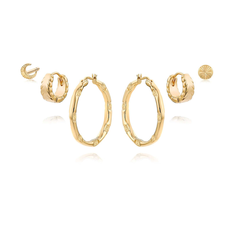 3 Piercing Goddess Earring Stack 18ct Gold Plate