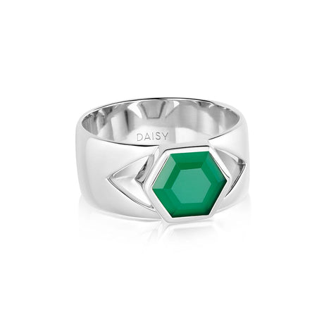 Beloved Bold Green Onyx Band Ring Sterling Silver recommended
