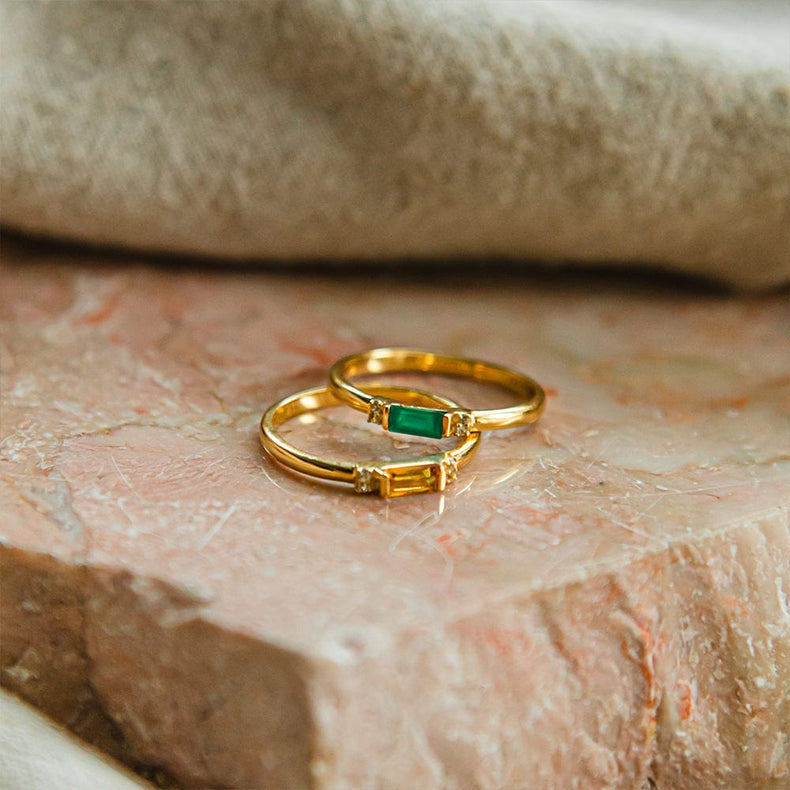 Beloved Fine Citrine Band Ring 18ct Gold Plate