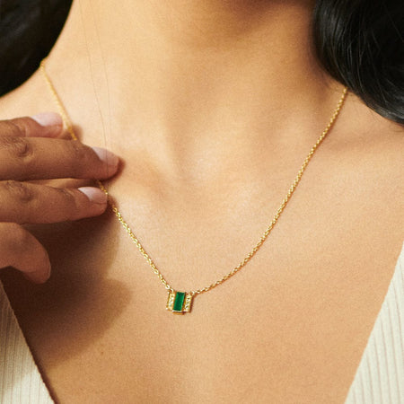 Beloved Green Onyx Baguette Necklace 18ct Gold Plate recommended