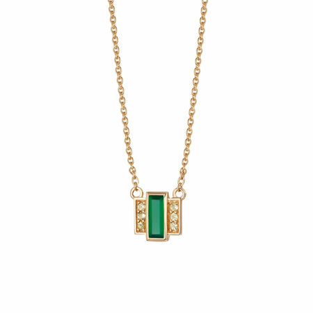 Beloved Green Onyx Baguette Necklace 18ct Gold Plate recommended