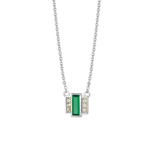 Beloved Green Onyx Baguette Necklace Sterling Silver recommended