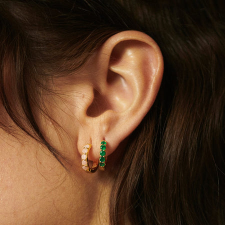 Beloved Green Onyx Huggie Earrings 18ct Gold Plate recommended