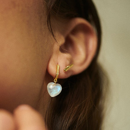 Beloved Moonstone Heart Drop Earrings 18ct Gold Plate recommended
