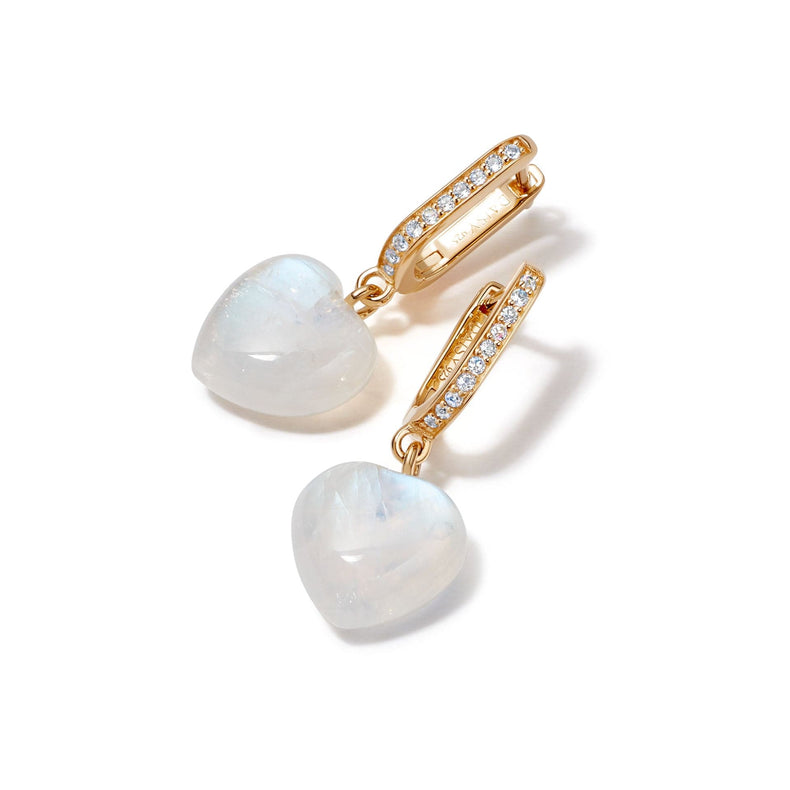 Beloved Moonstone Heart Drop Earrings 18ct Gold Plate recommended
