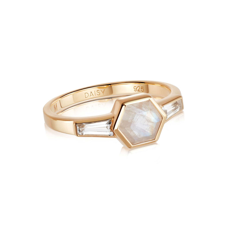 Beloved Moonstone Hexagon Ring 18ct Gold Plate recommended