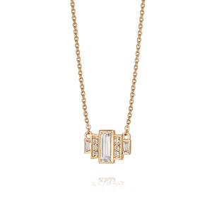 Beloved White Topaz Baguette Necklace 18ct Gold Plate recommended